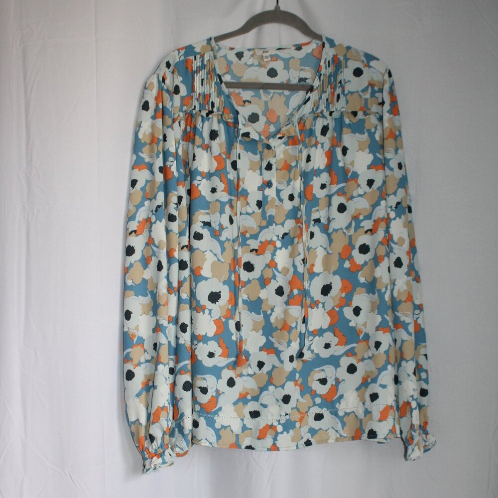 NWOT Joie Floral Fields Boho Blouse Blue White Orange Limited Edition 2XL Fem - Picture 2 of 12